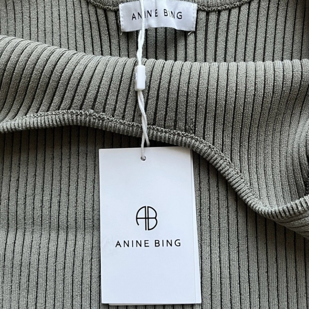 Anine Bing Ribbed Knit Tank in Sage - Picture 2 of 6